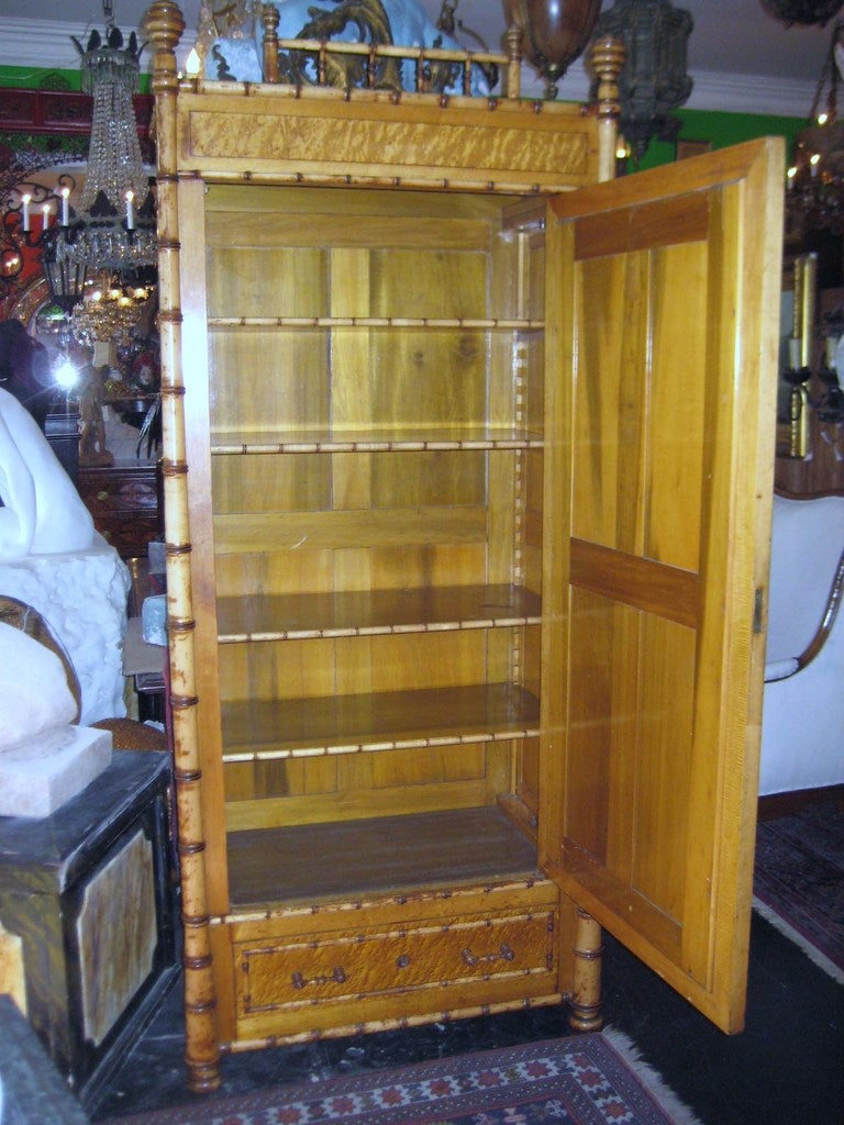 Victorian 19th c. R. J. Horner faux bambo armoire.