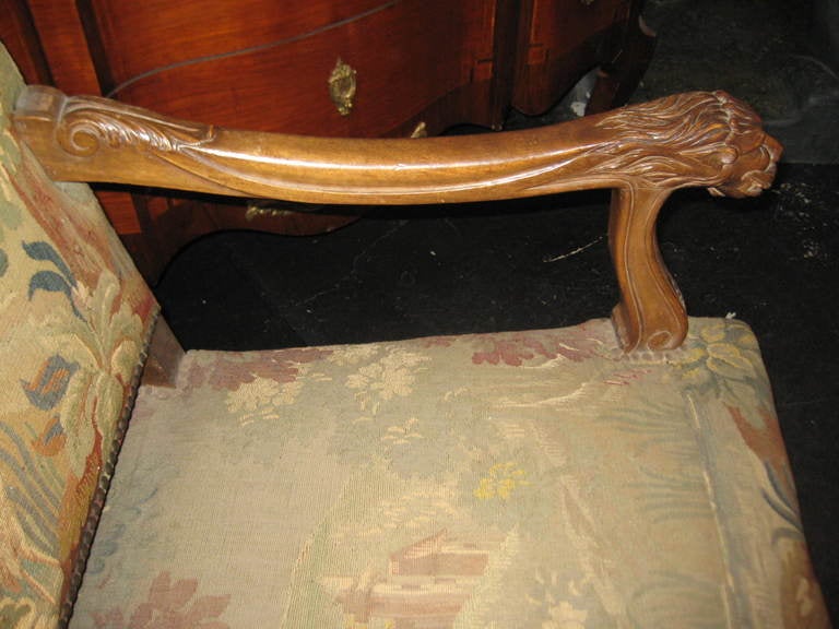 Pair of 19th Century Louis XV style Carved Walnut Fauteuils For Sale 4