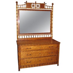 19th c. R. J. Horner Maple & Faux Bamboo Dresser & Mirror