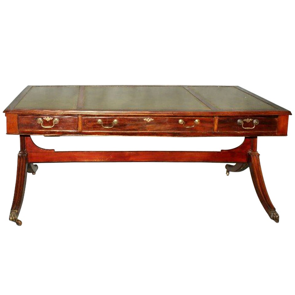 Regency Mahogany Leather Top Library Table