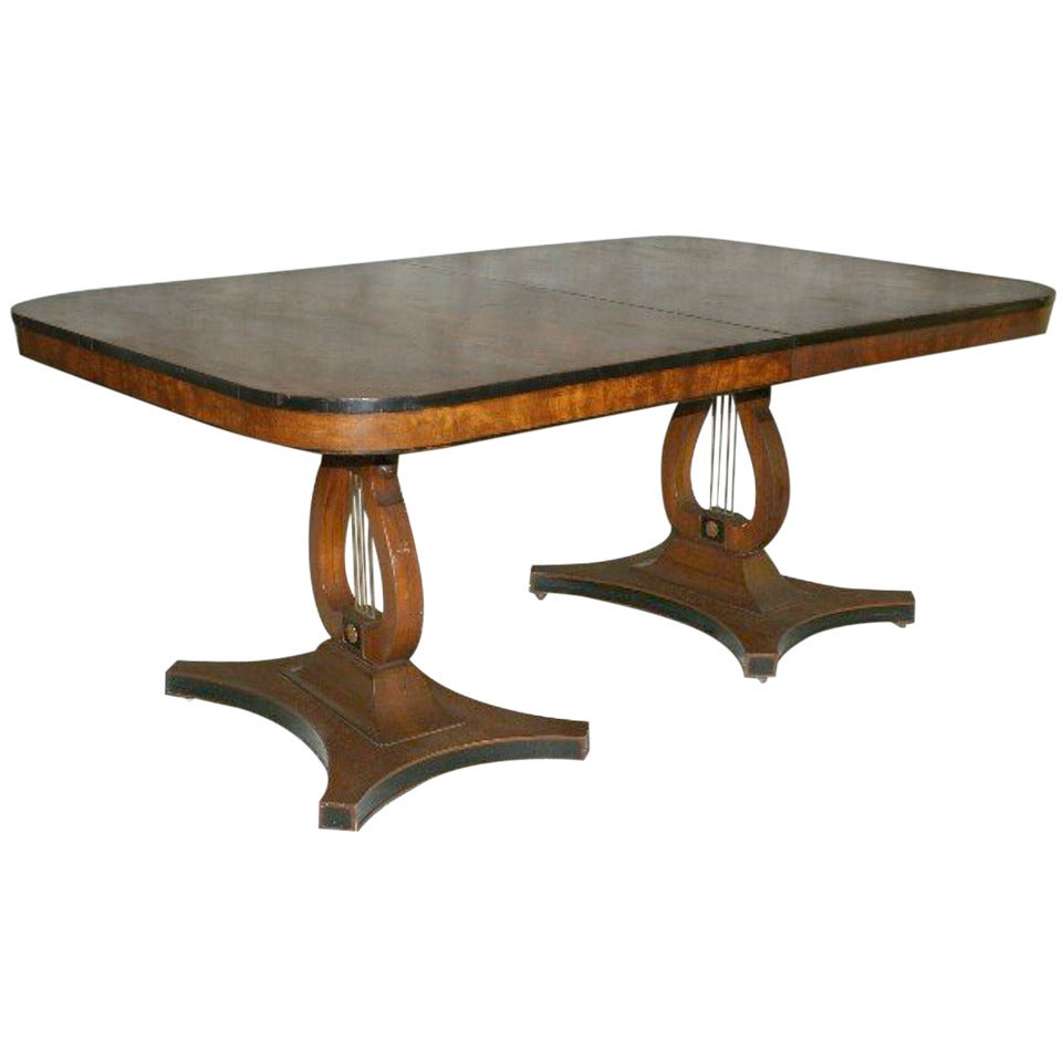 Regency Mahogany Lyre-Form Double Pedestal Dining Table