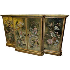 Mid Century Italian Mirrored and Painted Four Door Credenza