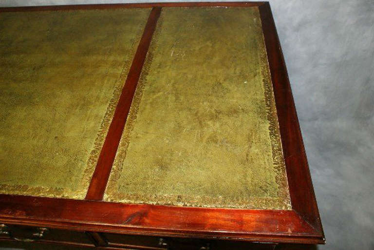 English Regency Mahogany Leather Top Library Table