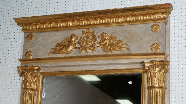 19th Century French Empire Carved and Parcel-Gilt Mirror  In Good Condition For Sale In Miami, FL