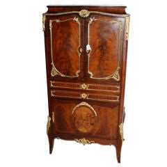 Louis XV style gilt-bronze mounted marble-top cabinet, French 19