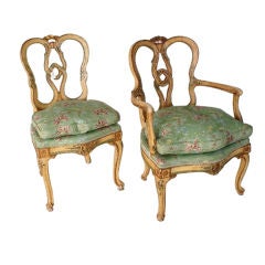 Two 19th century Italian painted and parcel gilt chairs