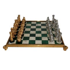 Important Continental 800 silver and vermeil silver chess set