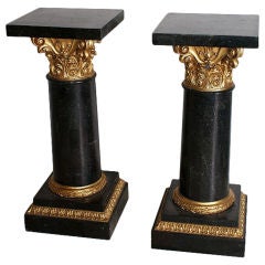Pair of Continental gilt-wood carved Corinthian pedestals