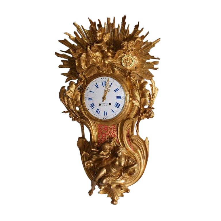 19th Century Palace Size Gilt Bronze Cartel Clock by Bertoud A Paris