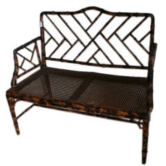 Vintage (K4) English Regency style faux bamboo and wicker loveseat
