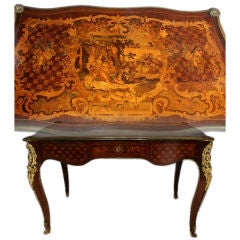 Fine 19th C French Louis XV style kingwood  bureau plat