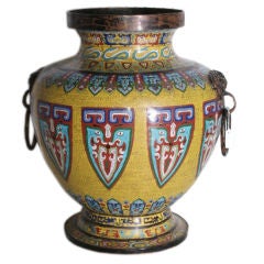 Very Large Imperial Chinese cloisonné yellow ground vase.