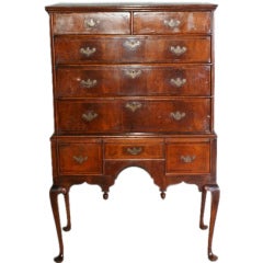 18th century burl walnut Queen Anne chest on frame