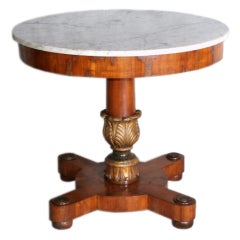 Round French mahogany marble top center table