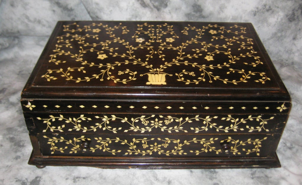 Ebonized and Bone Inlaid Silver Flatware Chest (K39)