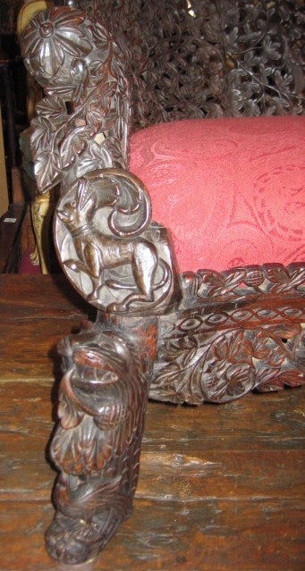 A Very Good Anglo-Indian Ornately Carved Hardwood Sofa (K67) In Good Condition In Miami, FL