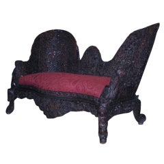 A Very Good Anglo-Indian Ornately Carved Hardwood Sofa (K67)