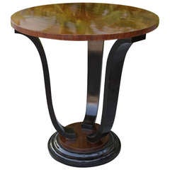 French Art Deco Round Side Table 