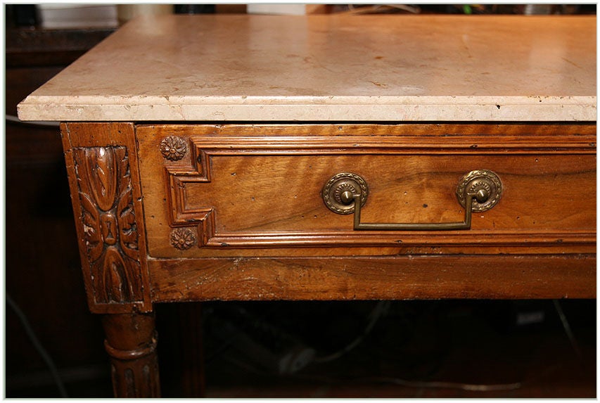 French 19th Century LXVI Style Console with Limestone Top