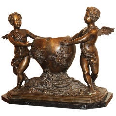 20th C Lg  Belle Epoque Patinated Bronze Figure Group