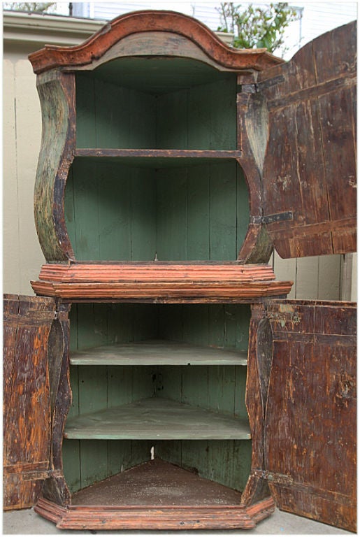 Wood Swedish Painted Corner Cabinet