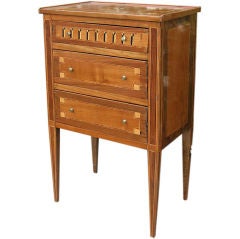 19th C.  French LXVI Style Bedside Table W/Marquetry