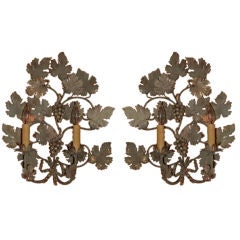 Pair of French Sconces With Leaves & Grapes