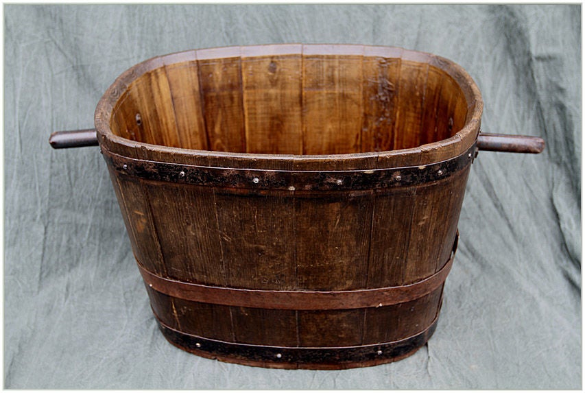 Turn of 19th/20th C.  French Wooden Grape Basket
