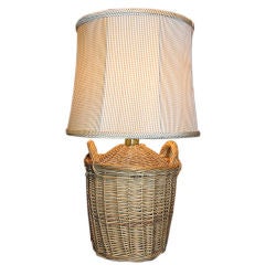 19th C. Rush Bonbonne Lamp With Silk Shade