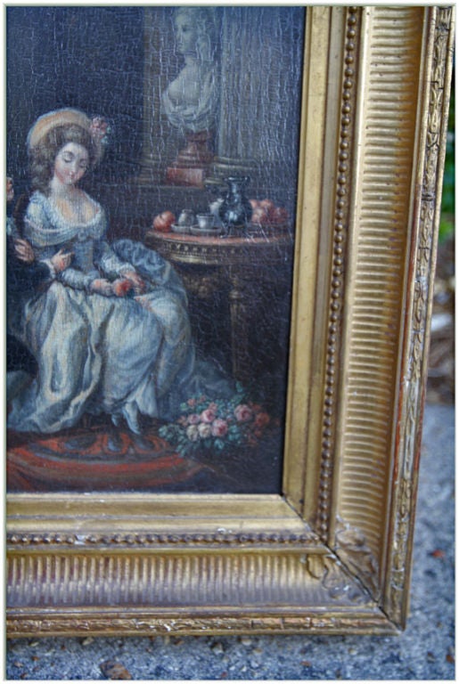 19th Century 19th C. French Painted Scene For Sale