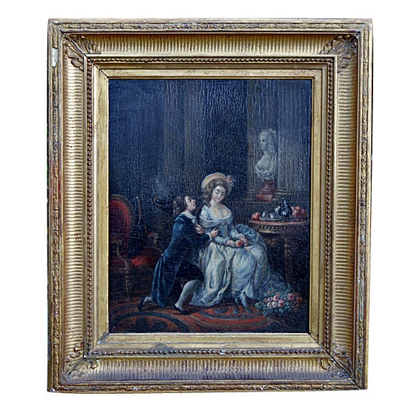 19th C. French Painted Scene For Sale