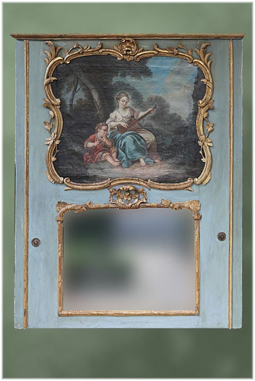 18th Century French Louis XV Painted Trumeau
