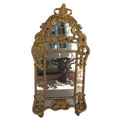 Antique 18th C. French LXV Gilded Wooden Mirror.