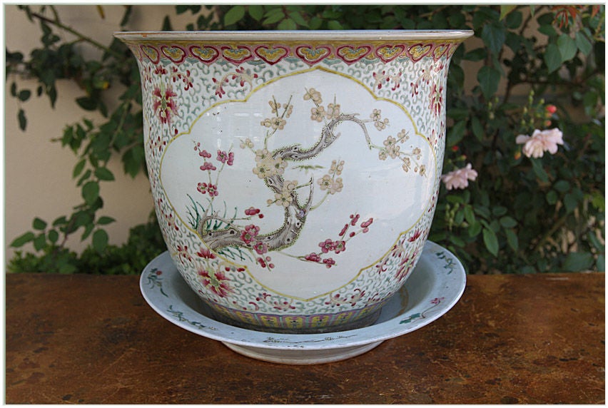 Porcelain 19th C. Chinese Famille Rose Jardinière