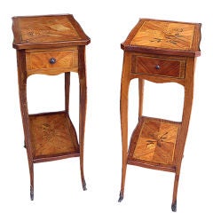 Pair of Early 20th C. LXV/LXVI Marquetry Side Tables