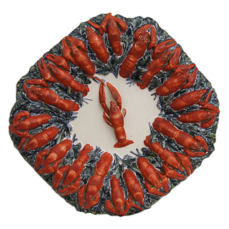 19th Century Longchamps Barotine Crawfish Platter