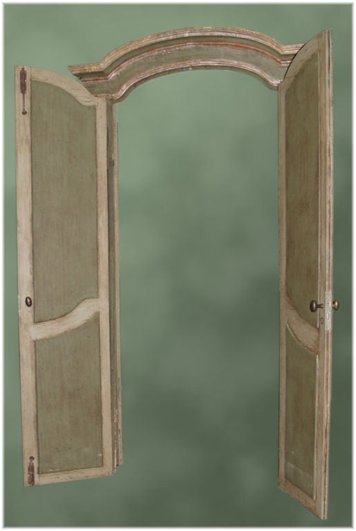 18th Century Italian Painted Double Doors with Frame For Sale 1