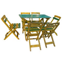 Vintage French Wooden Table/6 Chairs