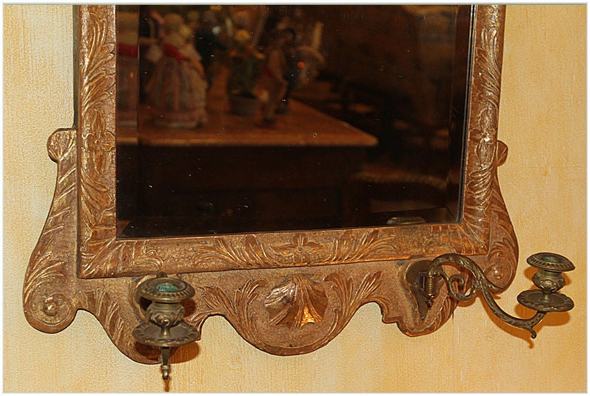 Mid-18th Century 18th Century English George II Mirror with Sconces For Sale