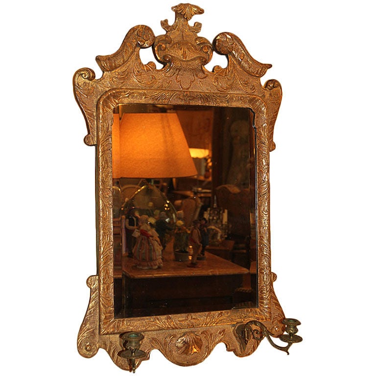18th Century English George II Mirror with Sconces For Sale
