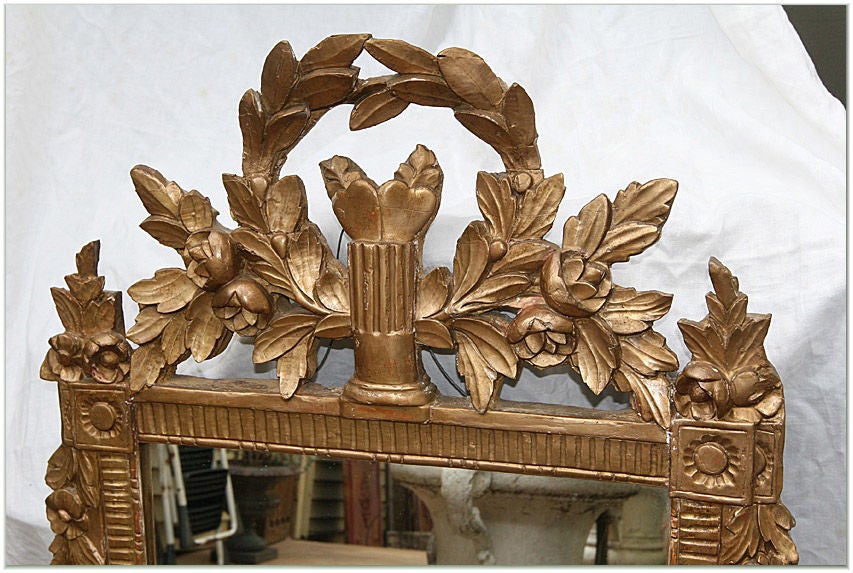 Gilt 18th Century French LX/LXVI Gold Carved Mirror For Sale
