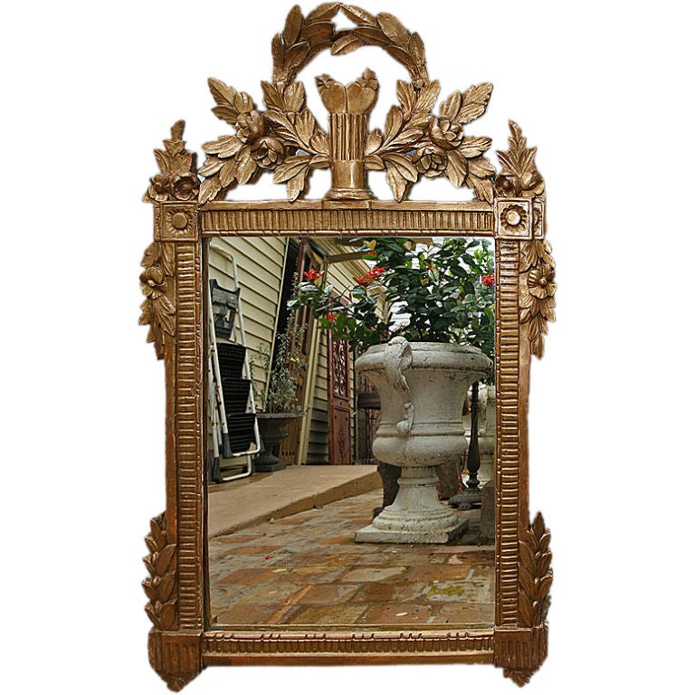 18th Century French LX/LXVI Gold Carved Mirror For Sale