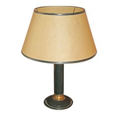 French Green Leather Lamp with Shade