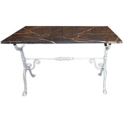 French Metal Bistro Table with Marble Top