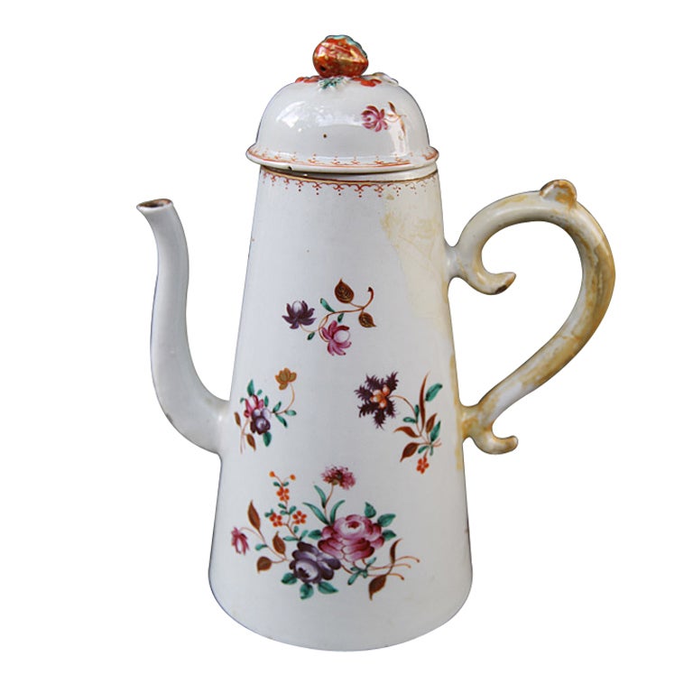 Hand Painted Chinese Porcelain Chocolate Pot For Sale