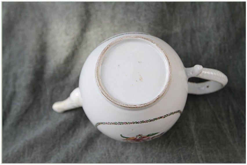 Porcelain 18th C. Chinese Export Tea Pot with Lid For Sale