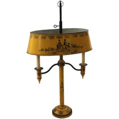 French 19th C. 2-Arm Tole Bouillotte Lamp