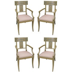 Set of 4 1950's Neoclassical Painted Armchairs