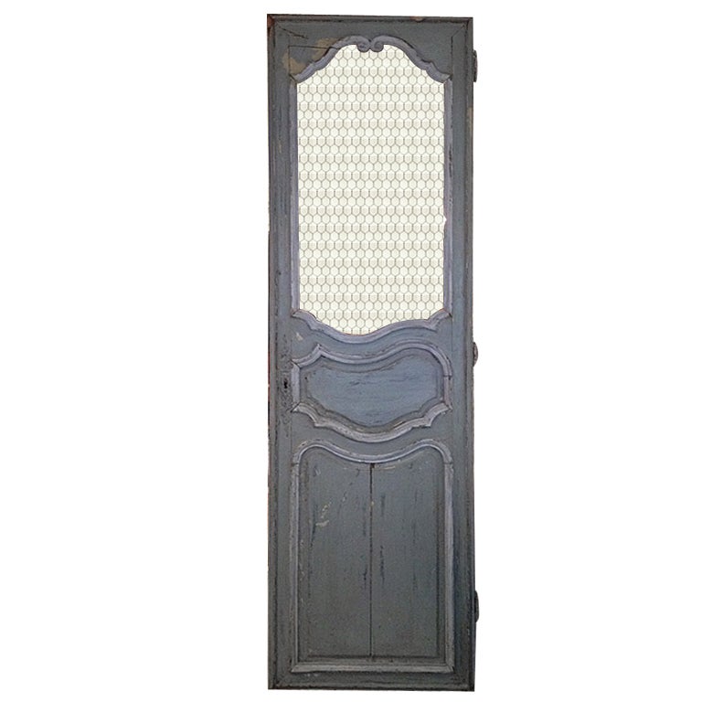 19th C. French Painted Door with Grille