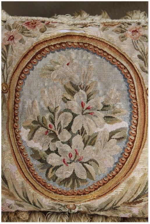 Wool Pillow made from 19th C. French Aubusson